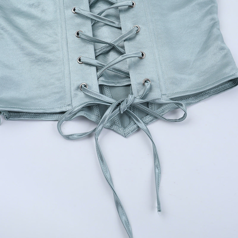 Lace up v neck corset backless cami top  | Festival Outfits Women