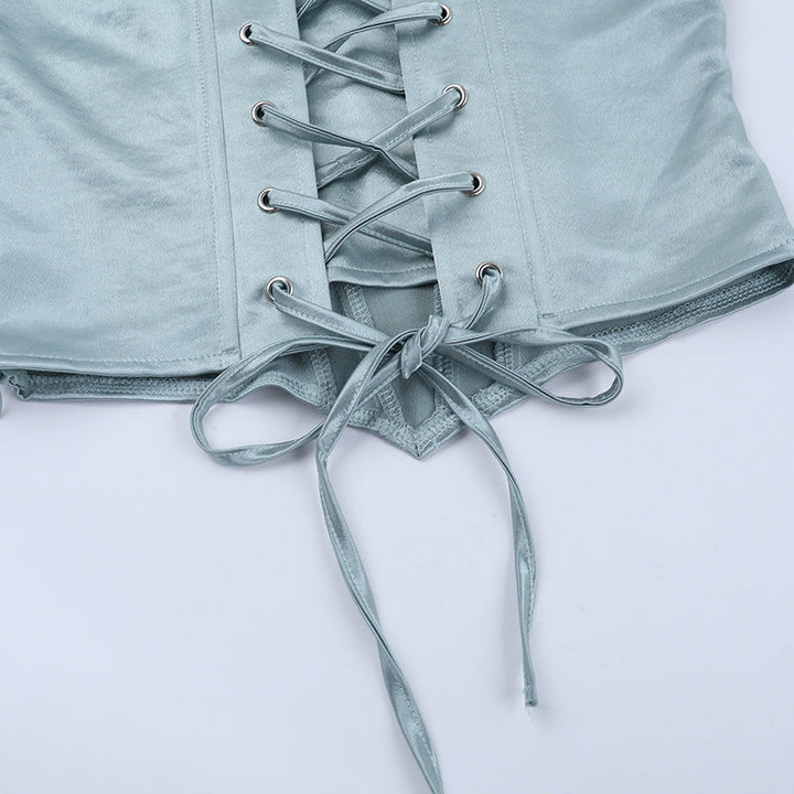 Lace up v neck corset backless cami top  | Festival Outfits Women