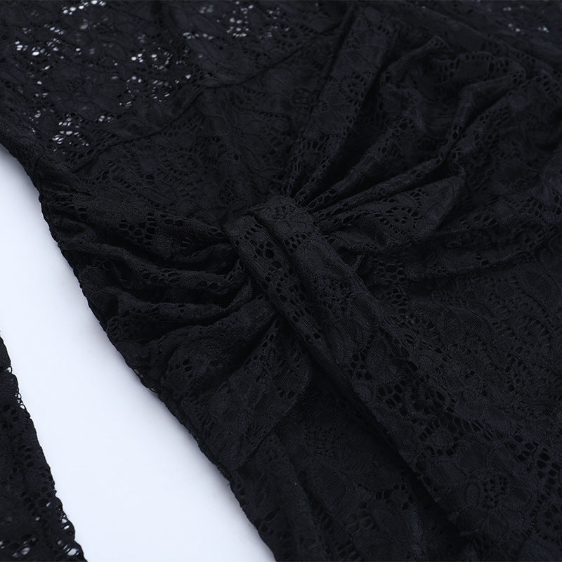 Long sleeve lace irregular off shoulder mini dress  | Festival Outfits Women