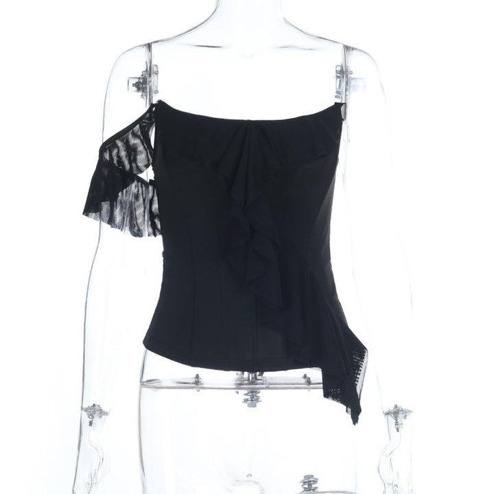 Irregular ruffle self tie corset backless tube top  | Festival Outfits Women