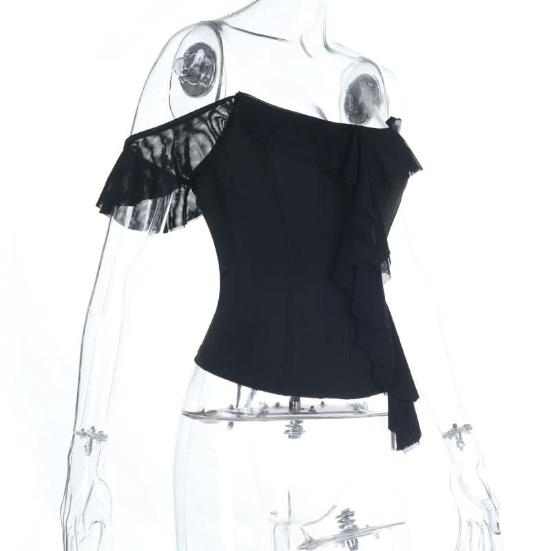 Irregular ruffle self tie corset backless tube top  | Festival Outfits Women