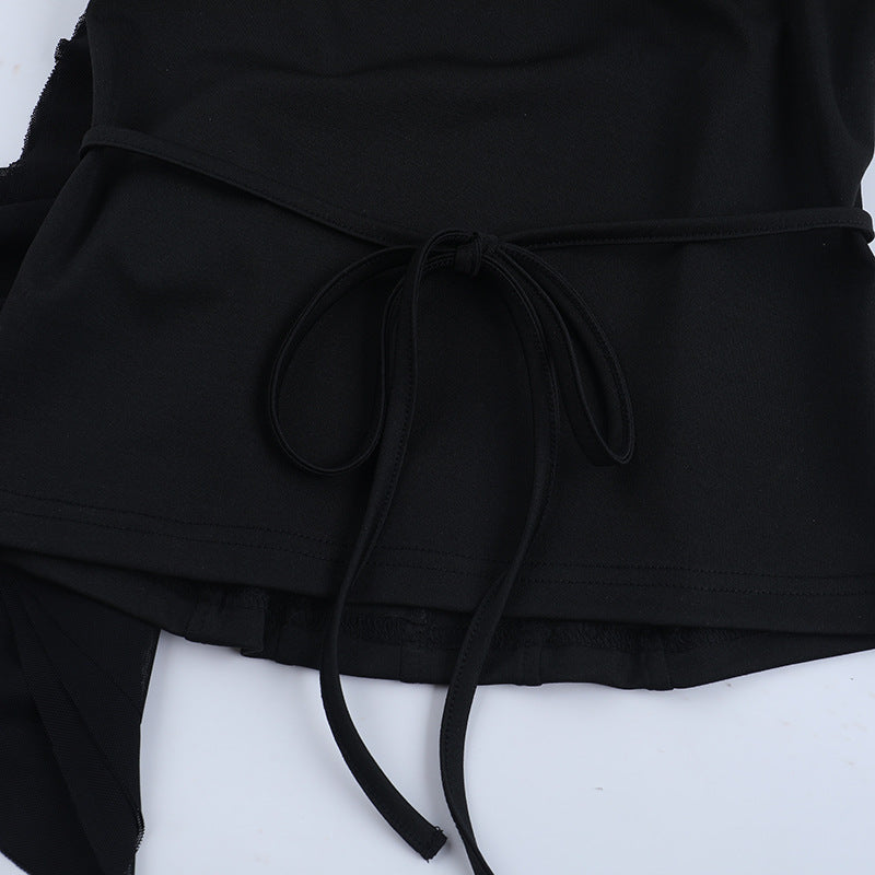 Irregular ruffle self tie corset backless tube top  | Festival Outfits Women