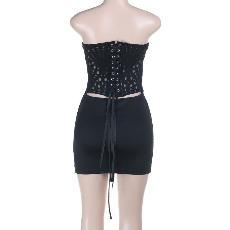 Self tie pleated backless solid tube mini dress  | Festival Outfits Women