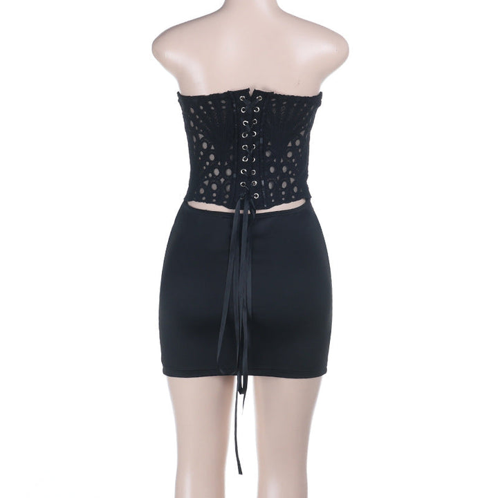 Self tie pleated backless solid tube mini dress  | Festival Outfits Women