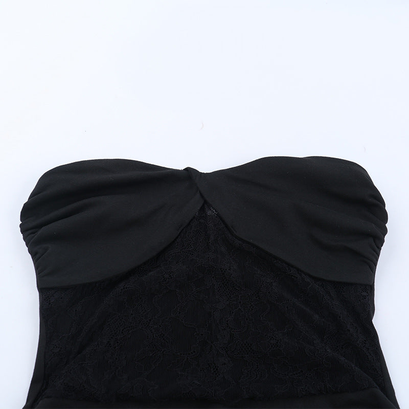 Mesh ruched tube backless solid maxi dress  | Festival Outfits Women