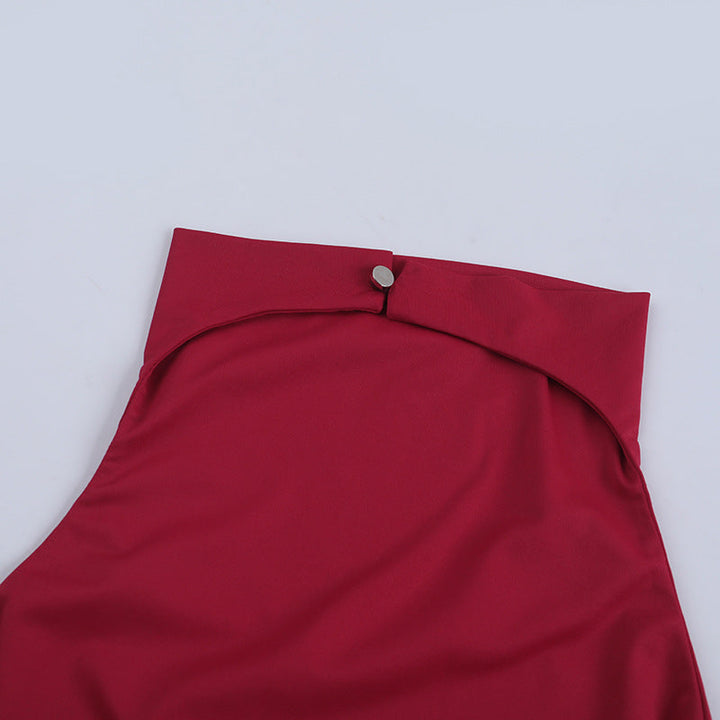 Irregular halter self tie backless solid top  | Festival Outfits Women