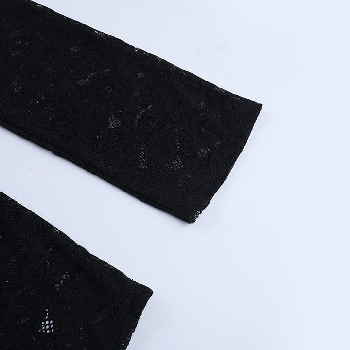 Hollow out lace halter self tie backless jumpsuit  | Festival Outfits Women