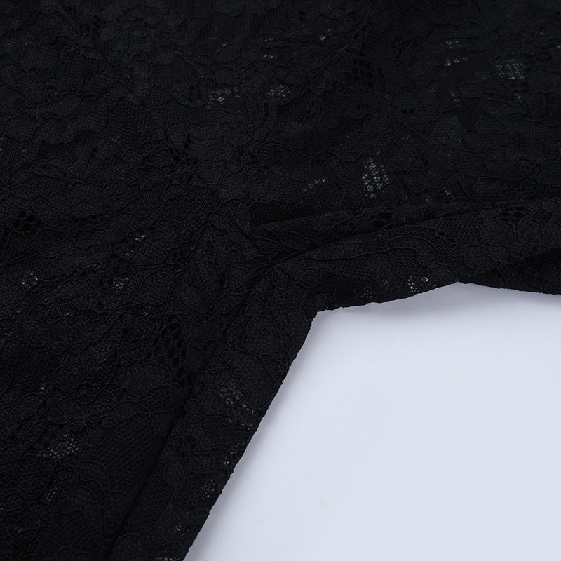 Hollow out lace halter self tie backless jumpsuit  | Festival Outfits Women