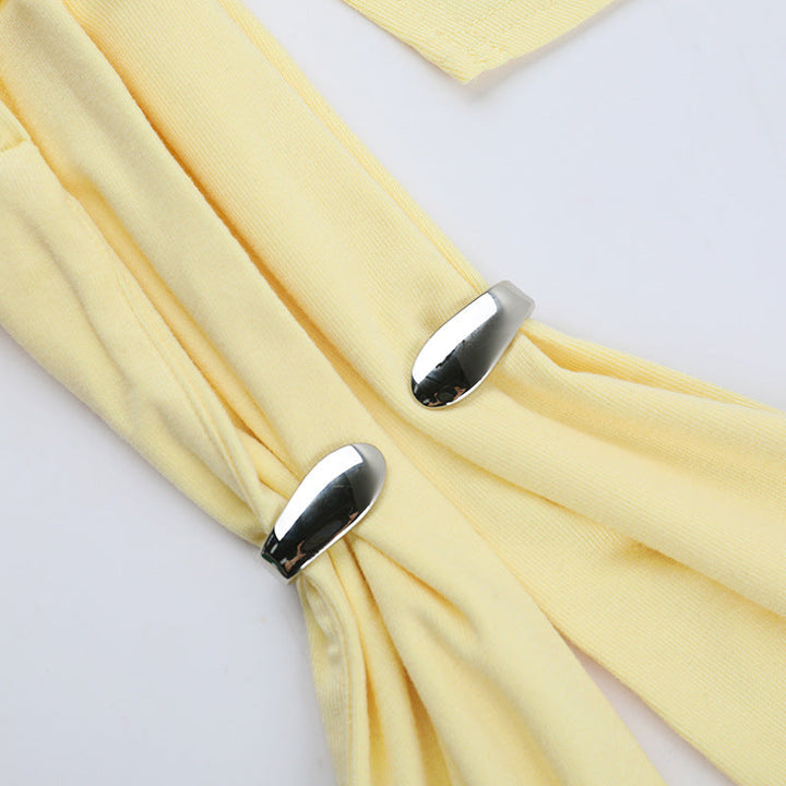 Hollow out self tie halter backless solid cut out top  | Festival Outfits Women