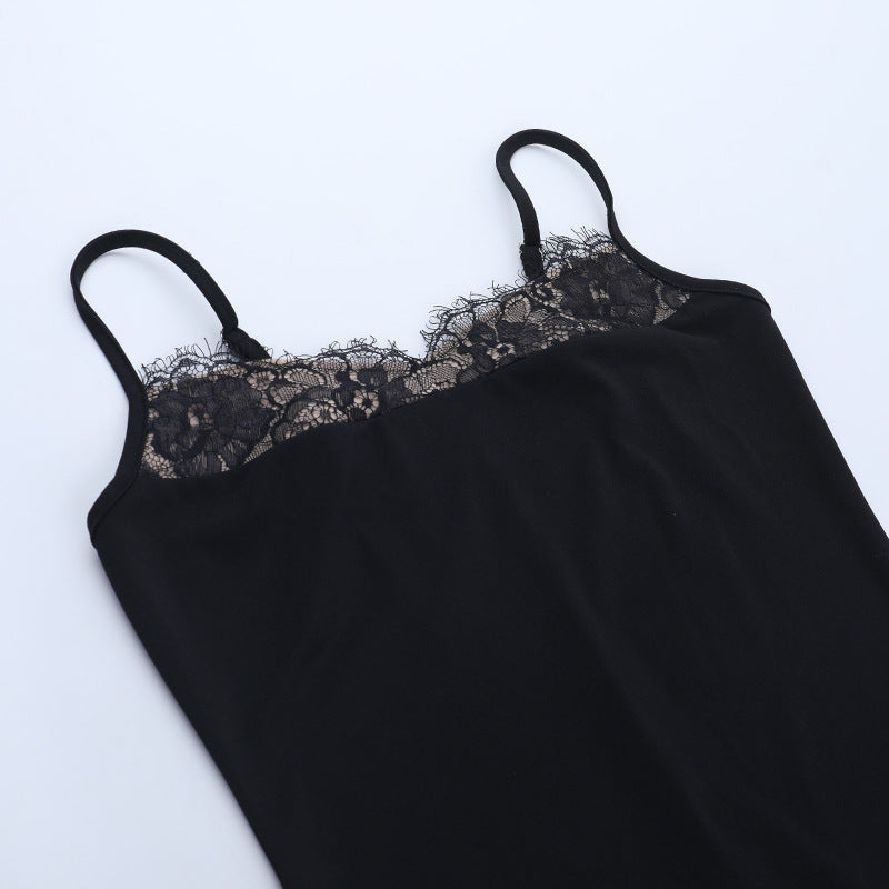 Patchwork lace hem backless cami mini dress  | Festival Outfits Women