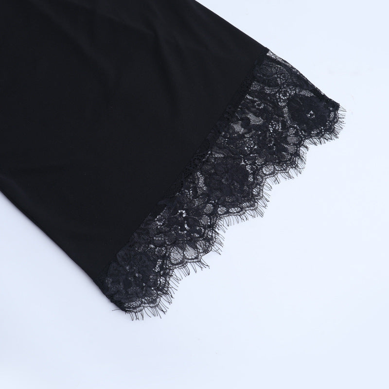 Patchwork lace hem backless cami mini dress  | Festival Outfits Women