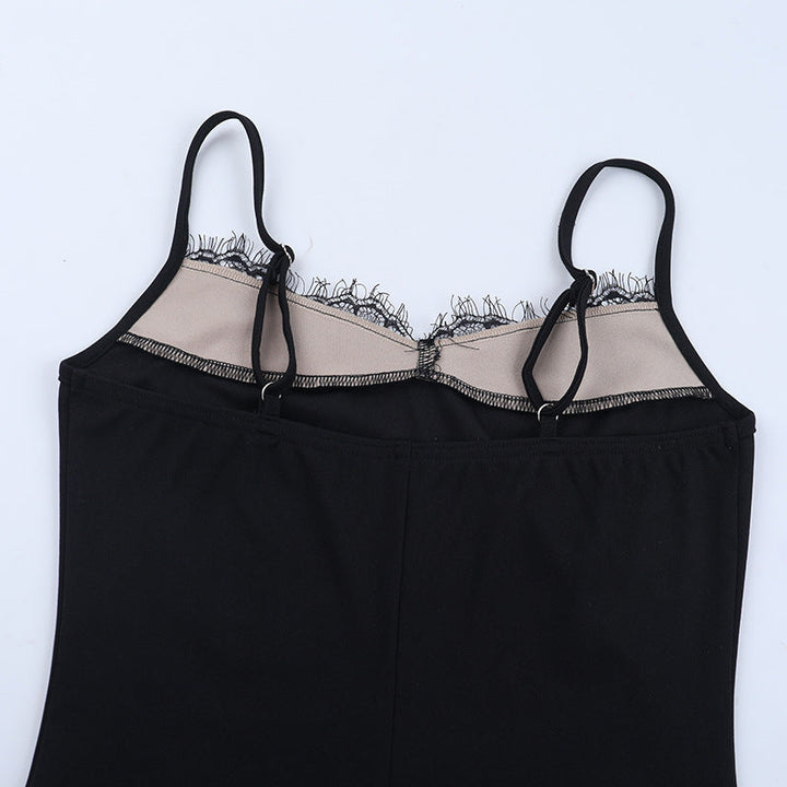 Patchwork lace hem backless cami mini dress  | Festival Outfits Women