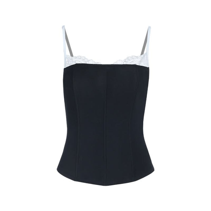 Lace hem patchwork backless cami top  | Festival Outfits Women