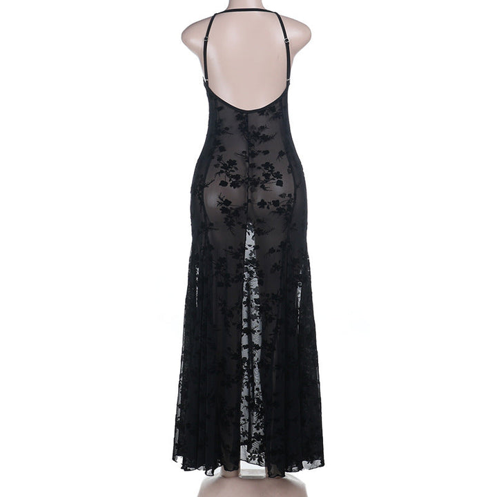 Hollow out see through v neck cami cut out maxi dress  | Festival Outfits Women