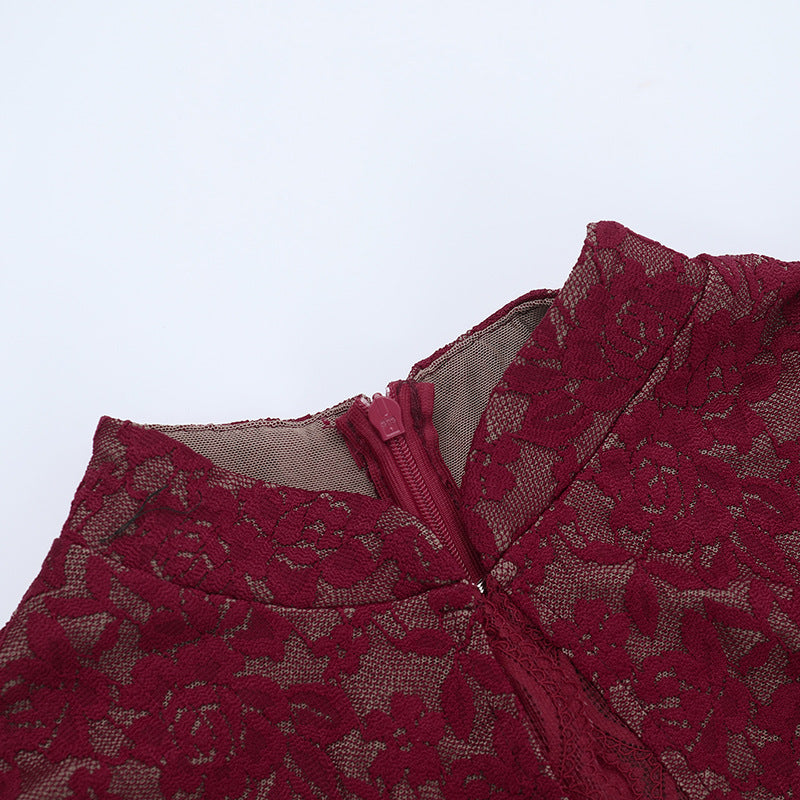 Hollow out lace zip-up slit sleeveless cut out maxi dress  | Festival Outfits Women