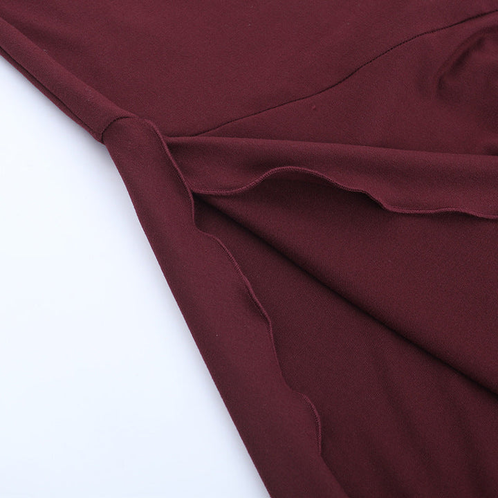 Irregular lace hollow out ruched halter cut out maxi dress  | Festival Outfits Women