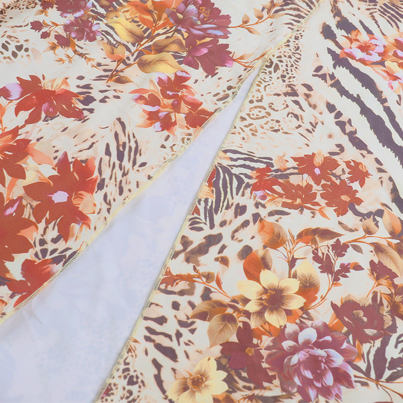 Slit hollow out print sleeveless cut out maxi dress  | Festival Outfits Women