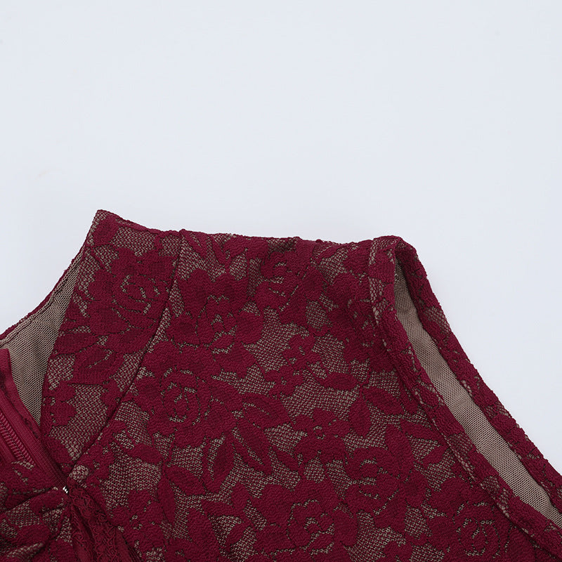 Hollow out lace zip-up slit sleeveless cut out maxi dress  | Festival Outfits Women