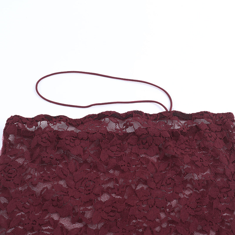 Irregular lace hollow out ruched halter cut out maxi dress  | Festival Outfits Women