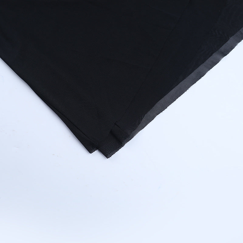 High neck hollow out ruched mesh cut out maxi dress  | Festival Outfits Women