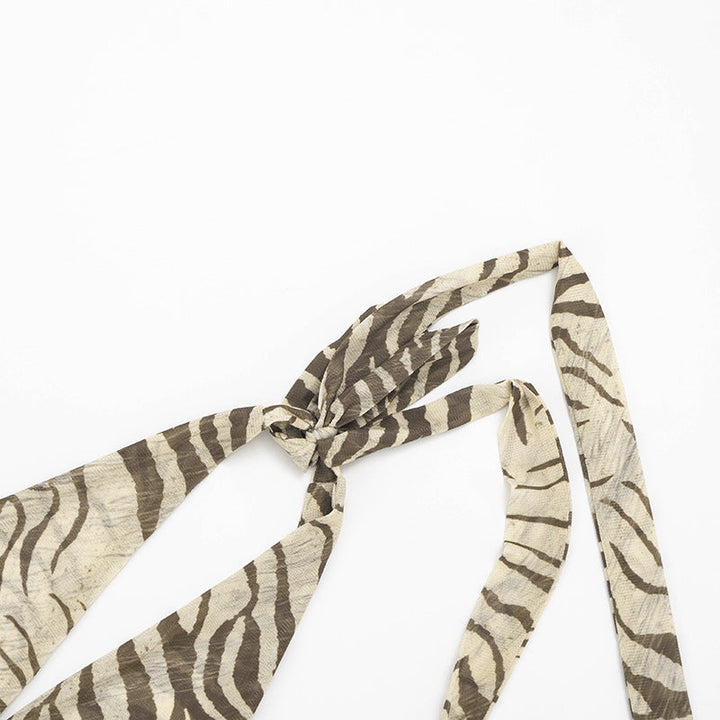 Halter self tie print v neck backless top  | Festival Outfits Women