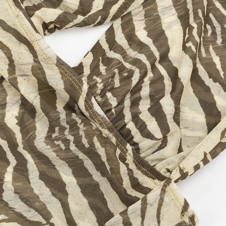 Halter self tie print v neck backless top  | Festival Outfits Women