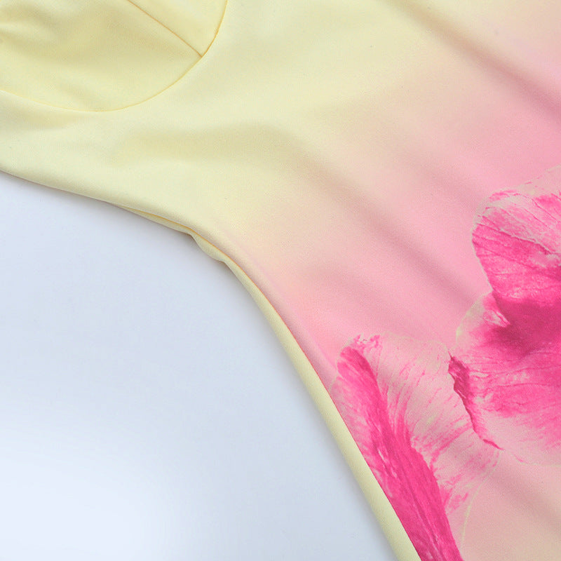 Flower print backless contrast cami mini dress  | Festival Outfits Women