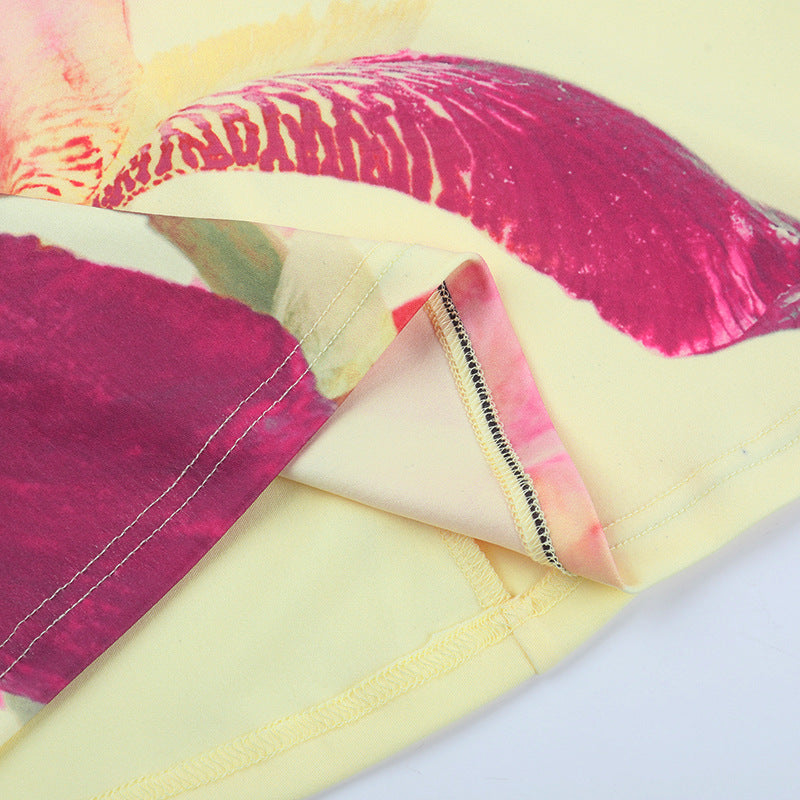 Flower print backless contrast cami mini dress  | Festival Outfits Women