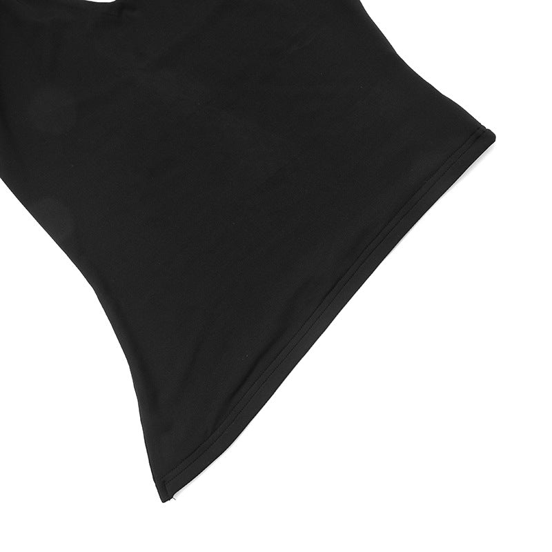 Irregular v neck self tie halter backless top  | Festival Outfits Women