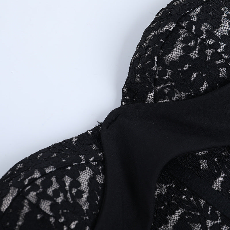 Halter lace zip-up corset backless top  | Festival Outfits Women