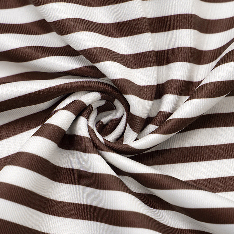 Halter self tie striped print backless v neck top  | Festival Outfits Women