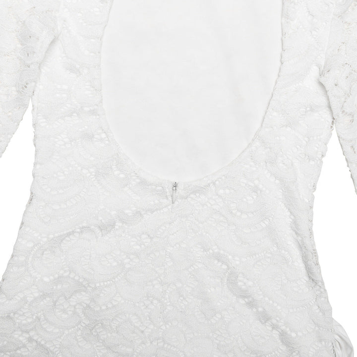 Crewneck long sleeve irregular ruched lace mini dress  | Festival Outfits Women
