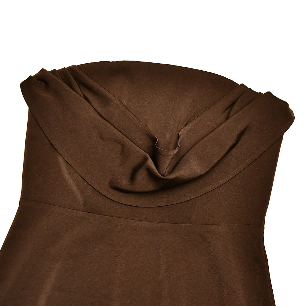 Ruched zip-up backless solid tube mini dress  | Festival Outfits Women