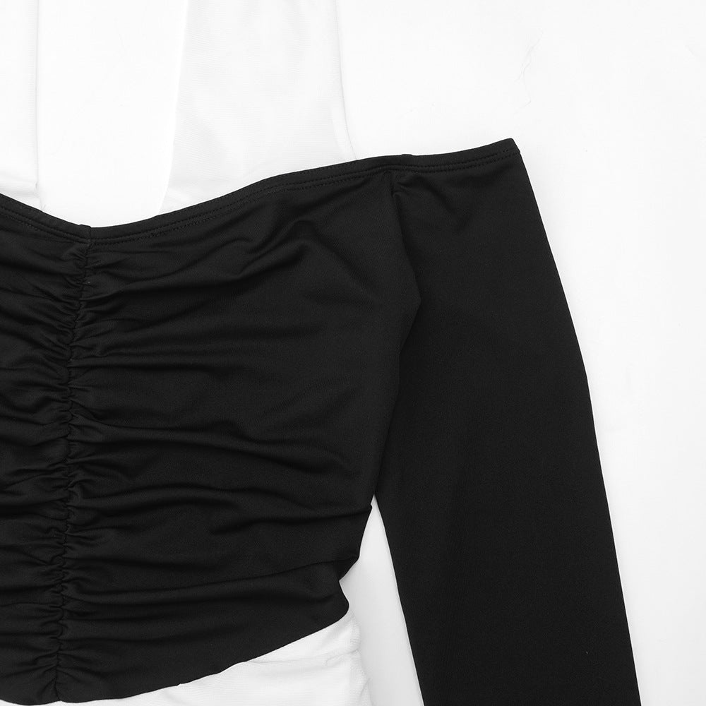 Ruched long sleeve halter self tie maxi dress  | Festival Outfits Women