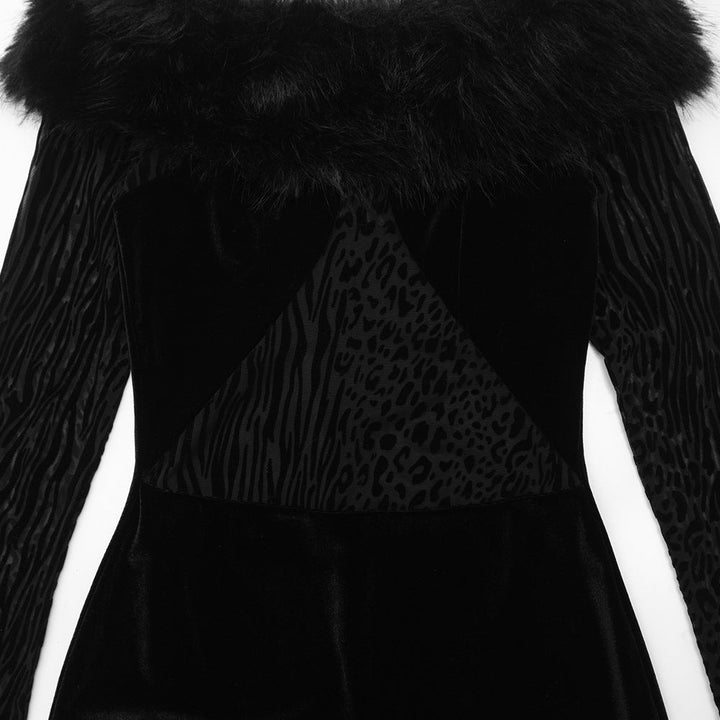 Long sleeve fluffy off shoulder slit midi dress  | Festival Outfits Women