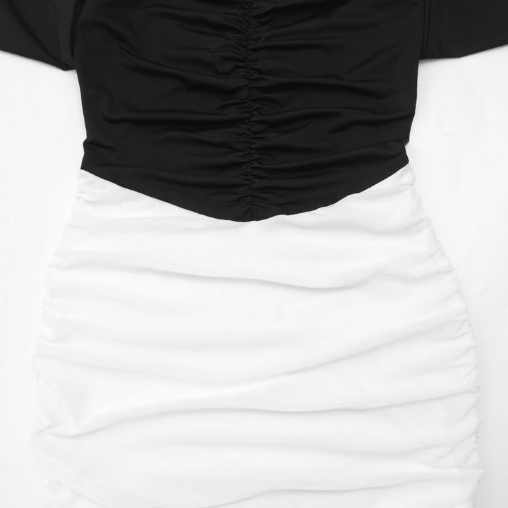 Ruched long sleeve halter self tie maxi dress  | Festival Outfits Women