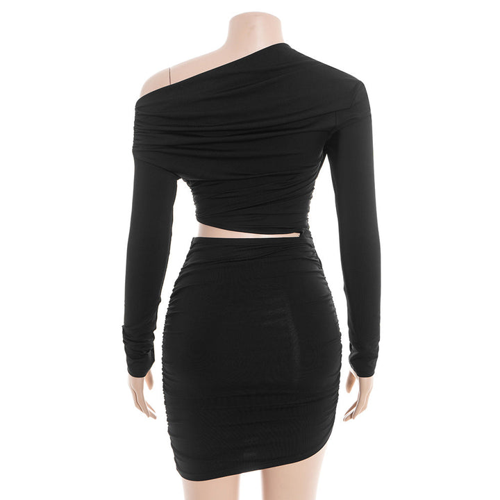 Long sleeve irregular ruched hollow out mini dress  | Festival Outfits Women