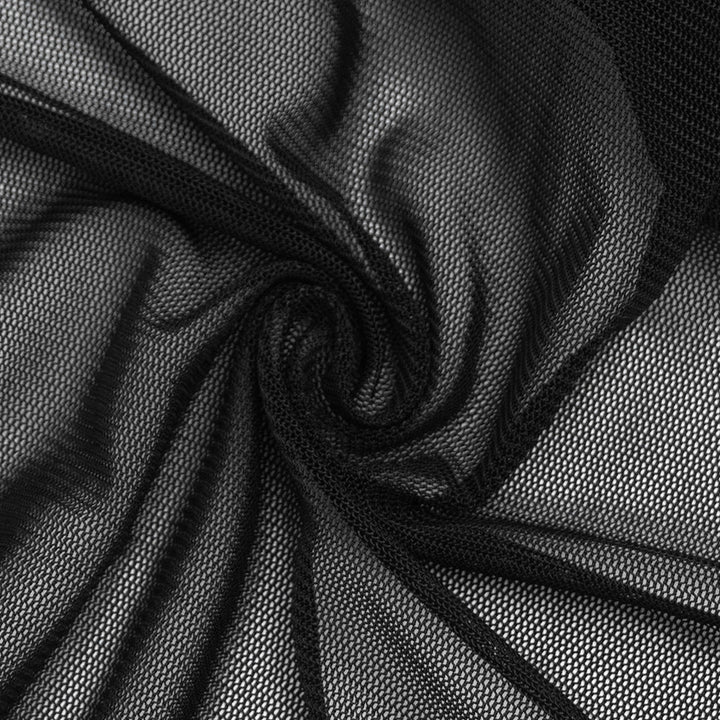 Mesh long sleeve button square neck hollow out bodysuit  | Festival Outfits Women