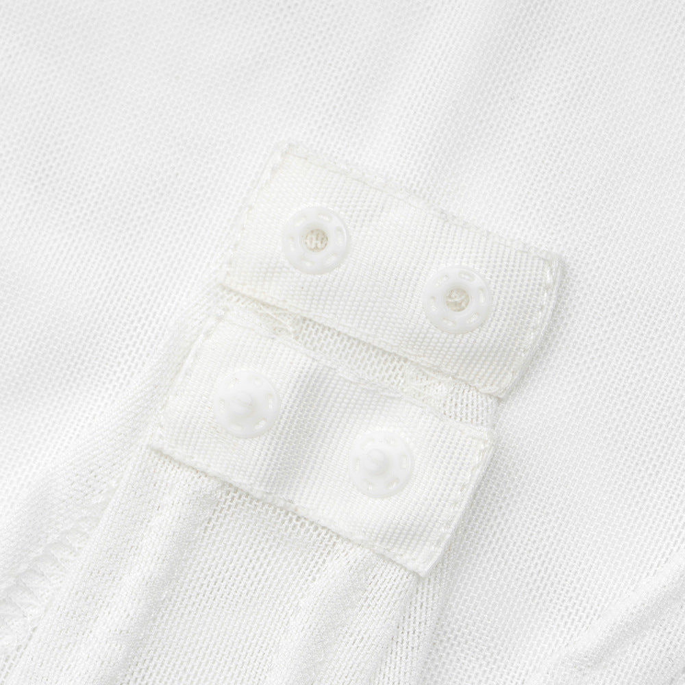 Long sleeve high neck mesh button bodysuit  | Festival Outfits Women