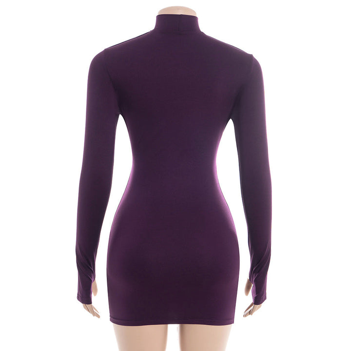 Gloves long sleeve hollow out crewneck mini dress  | Festival Outfits Women