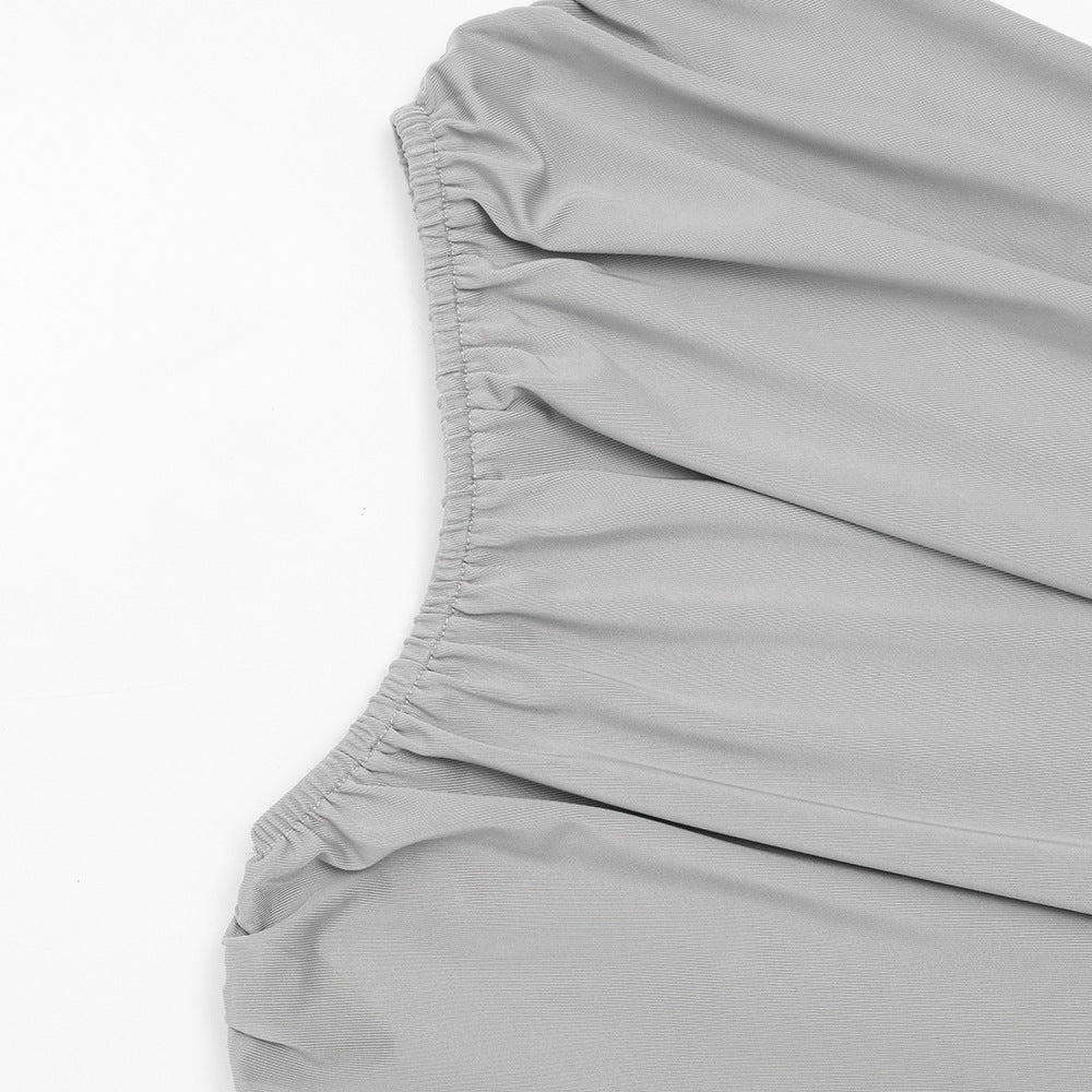 Irregular one shoulder ruched hollow out midi dress  | Festival Outfits Women