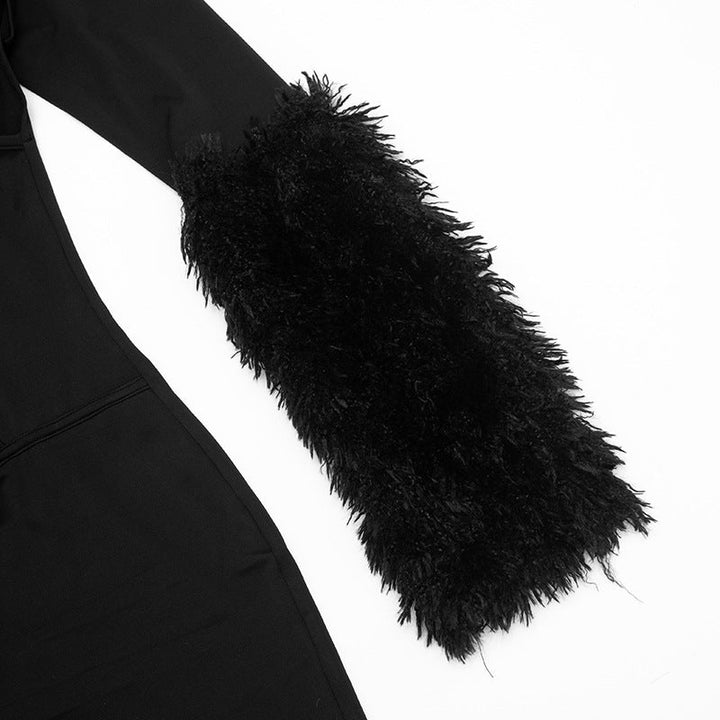 Hollow out long sleeve fluffy v neck jumpsuit  | Festival Outfits Women