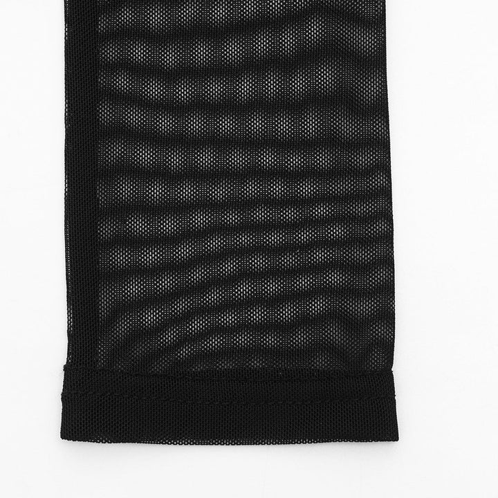 Mesh v neck long sleeve solid self tie top  | Festival Outfits Women