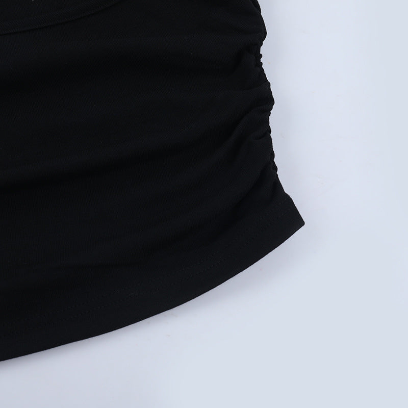 Cross back ruched cowl neck solid cami top  | Festival Outfits Women