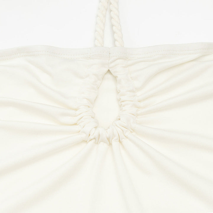 Hollow out halter self tie ruched maxi dress  | Festival Outfits Women