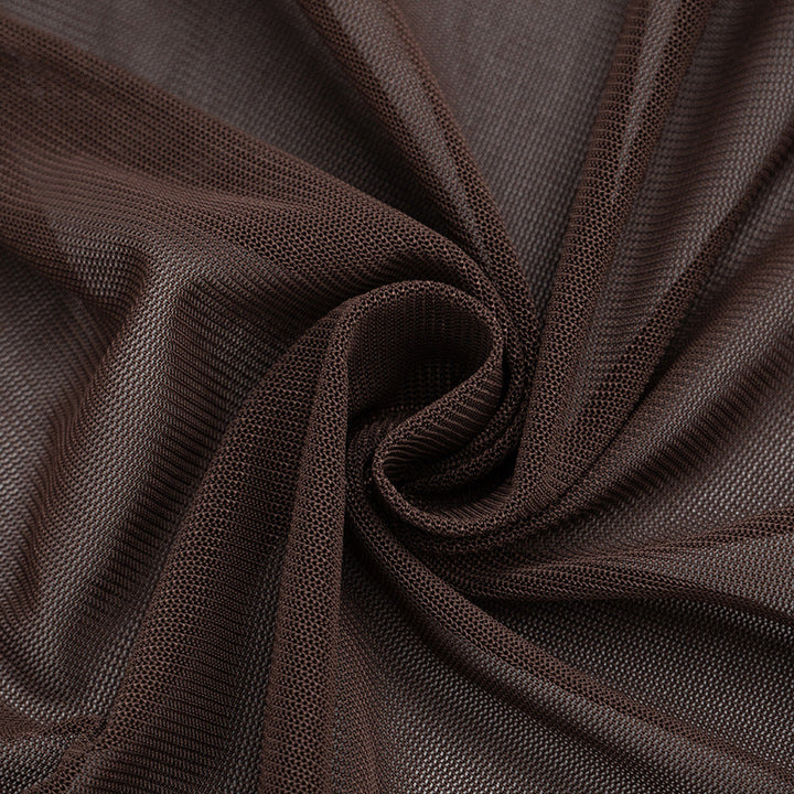 Ruched crewneck mesh solid top