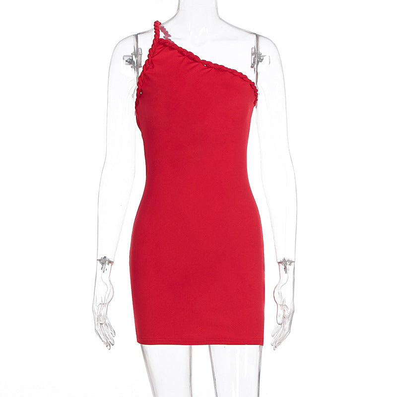 One shoulder irregular ruched backless mini dress