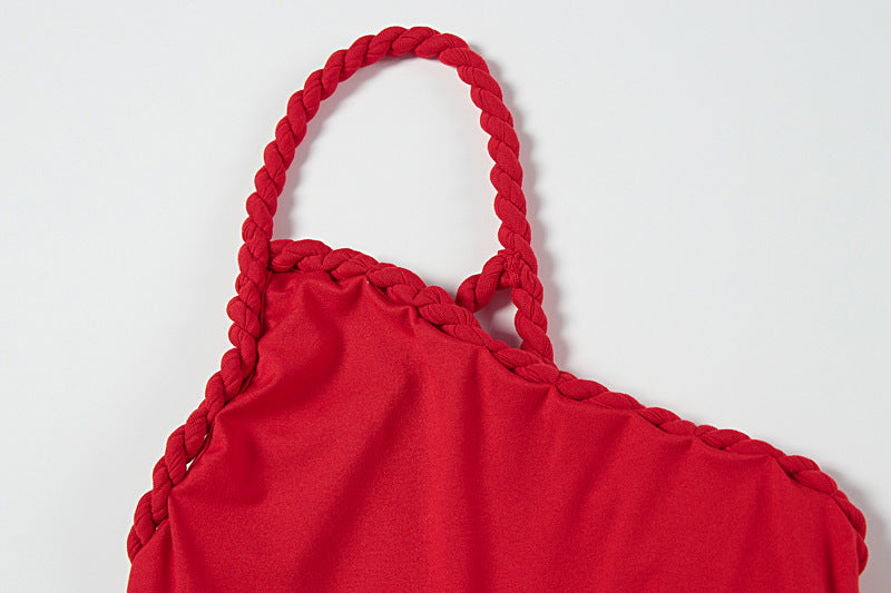 One shoulder irregular ruched backless mini dress