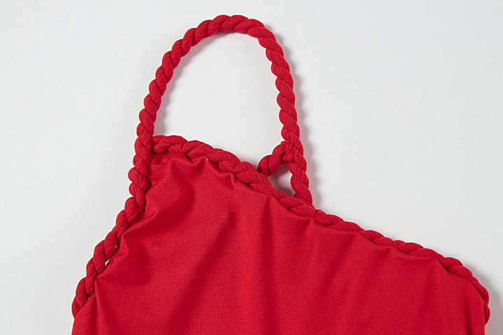 One shoulder irregular ruched backless mini dress