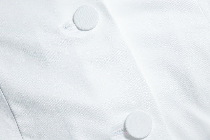 Long sleeve v neck pleated button padded mini dress